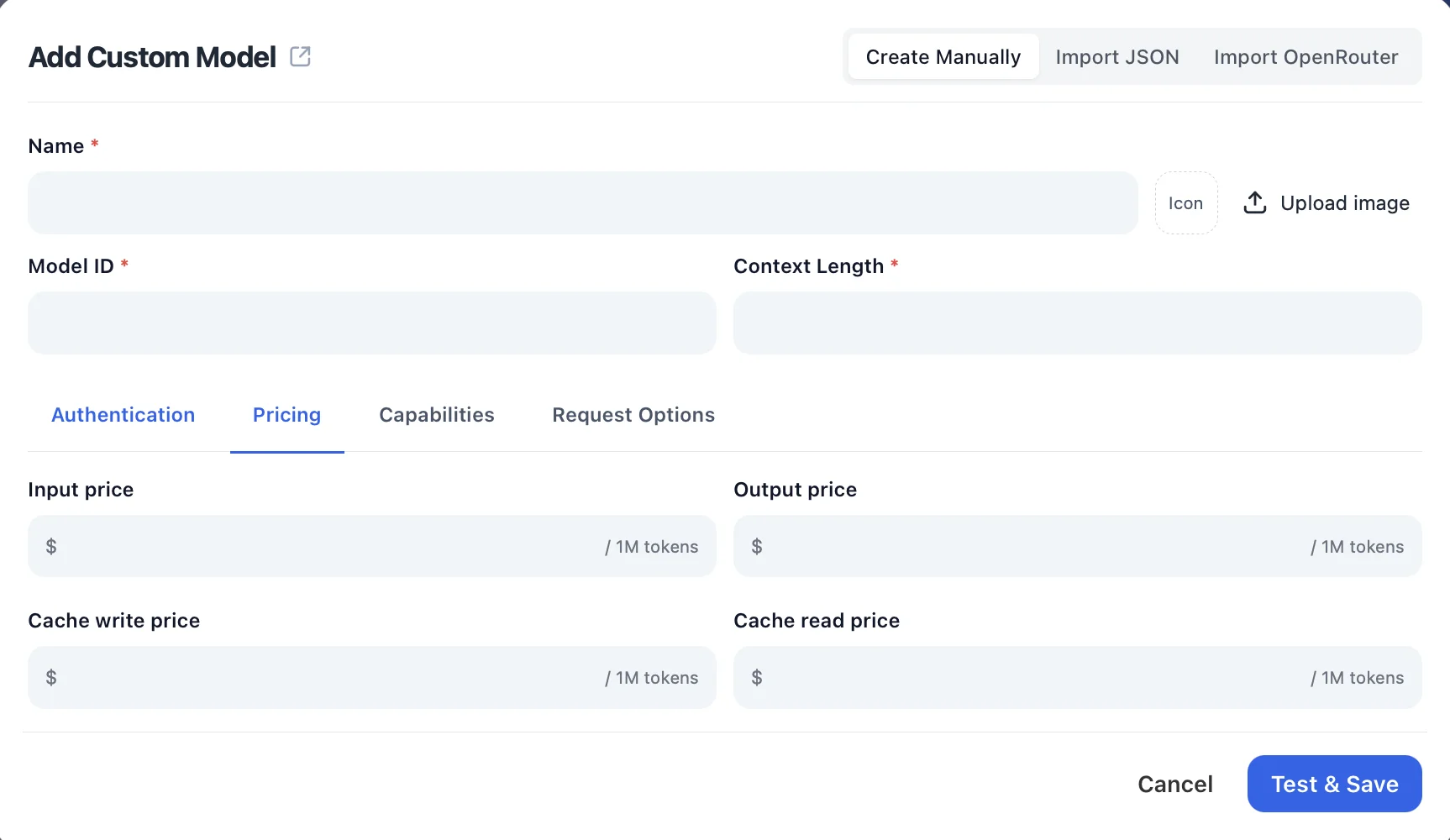 Pricing settings in TypingMind for gpt-5.3-codex-spark