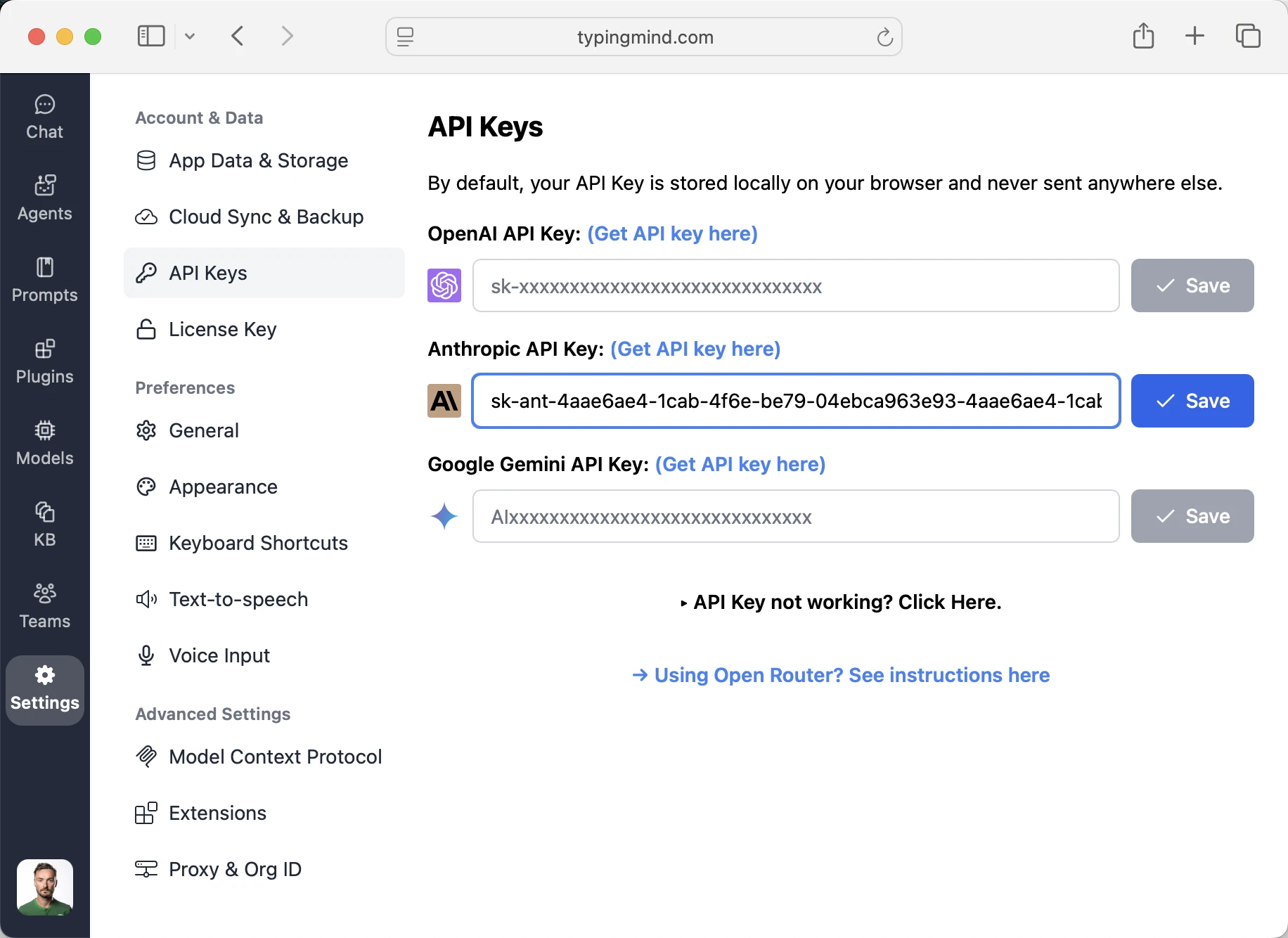 The best frontend AI chat for Claude API Key