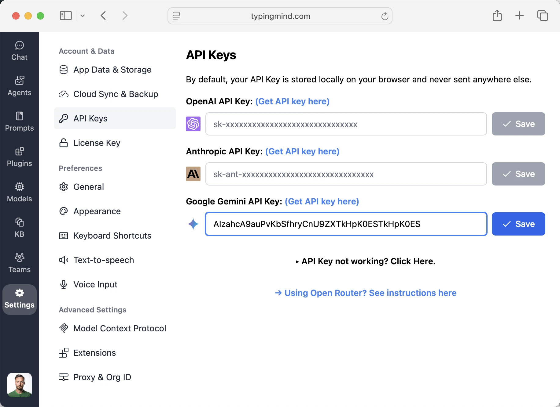 The best frontend AI chat for Gemini API Key